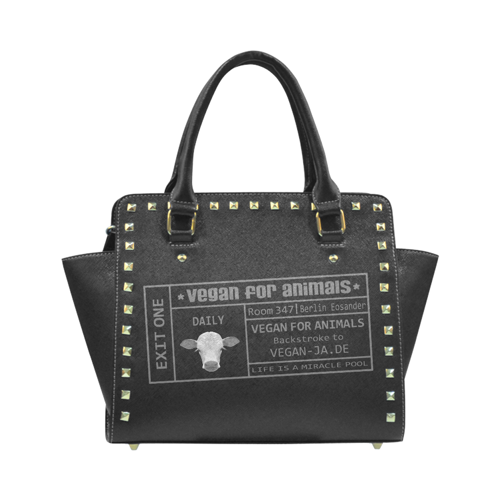 VEGAN 4 ANIMALS Rivet Shoulder Handbag (Model 1645)