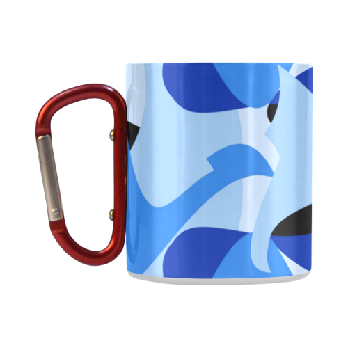 A201 Abstract Shades of Blue and Black Classic Insulated Mug(10.3OZ)