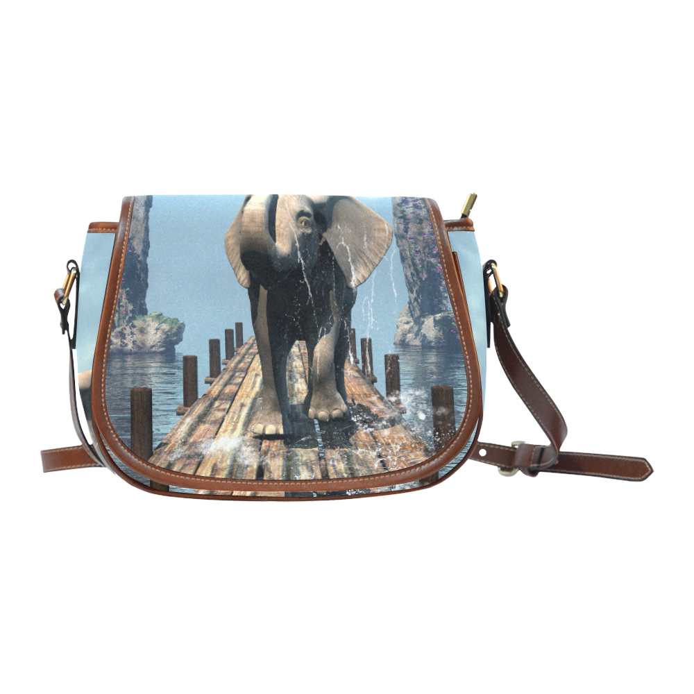 Elephant on a jetty Saddle Bag/Large (Model 1649)