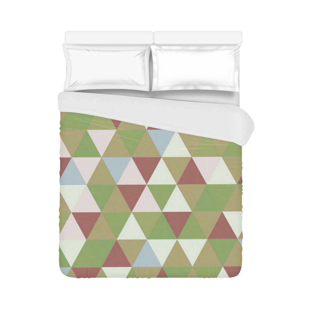 Burgundy Green Blue Abstract Triangles Duvet Cover 86"x70" ( All-over-print)
