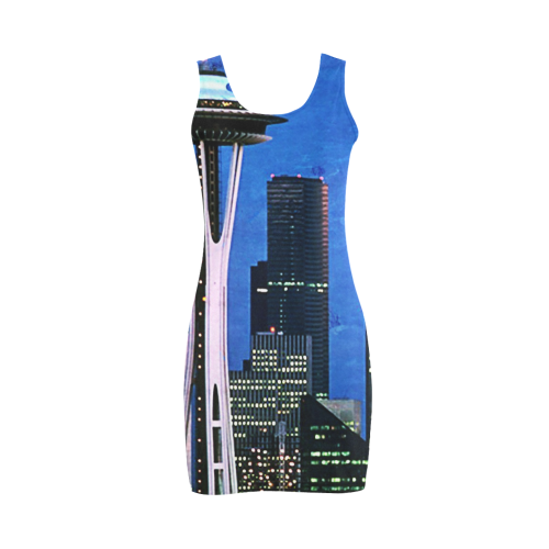 Seattle Space Needle Watercolor Medea Vest Dress (Model D06)