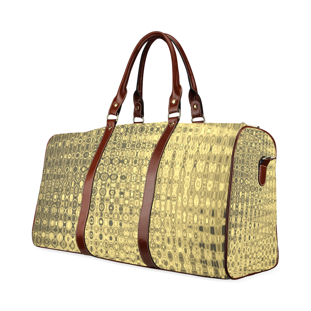 GOLD LUXURY TEXTURE Waterproof Travel Bag/Large (Model 1639)