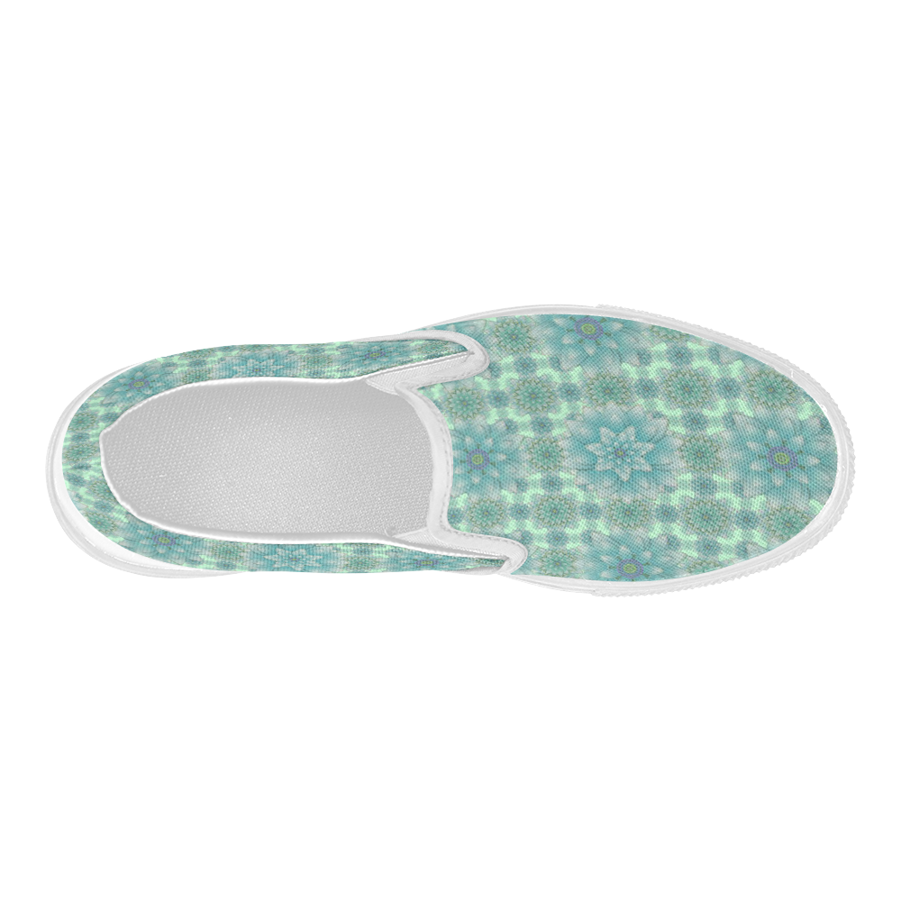 Turquoise Happiness Women's Slip-on Canvas Shoes (Model 019)