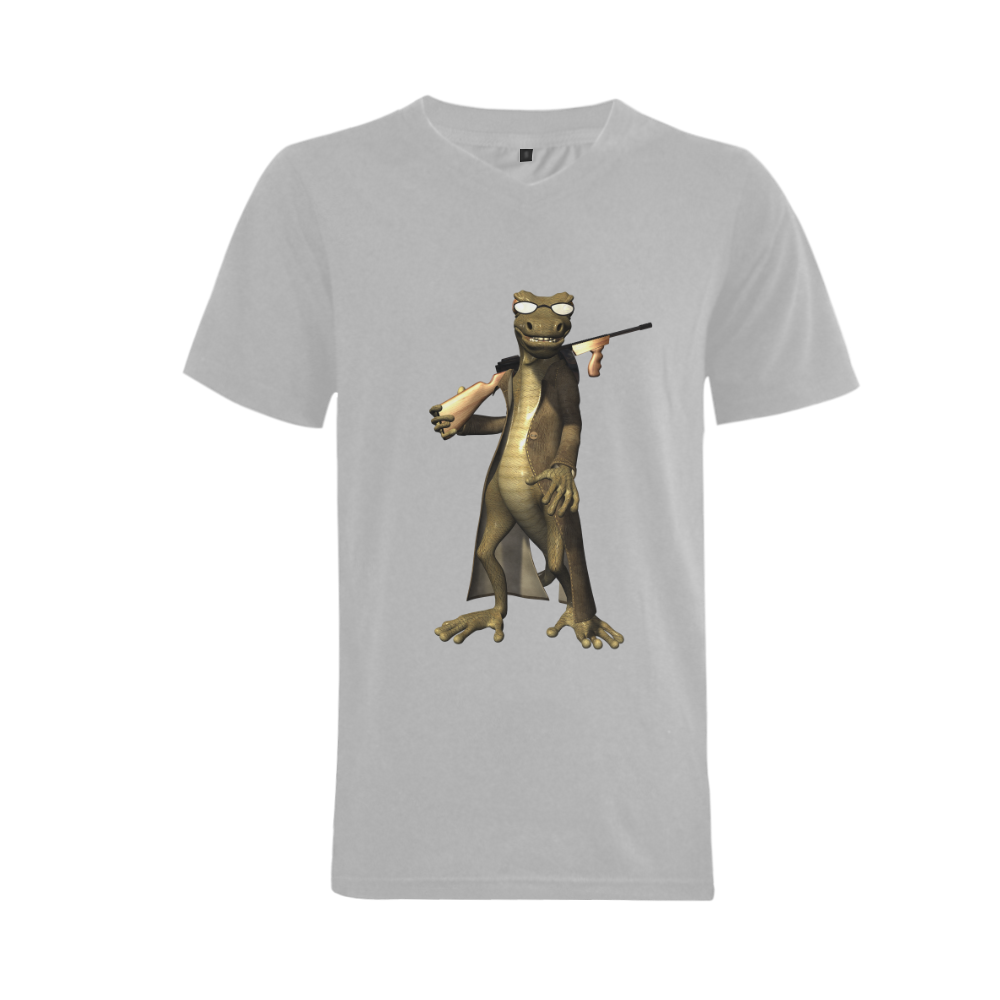 Funny gecko Men's V-Neck T-shirt  Big Size(USA Size) (Model T10)