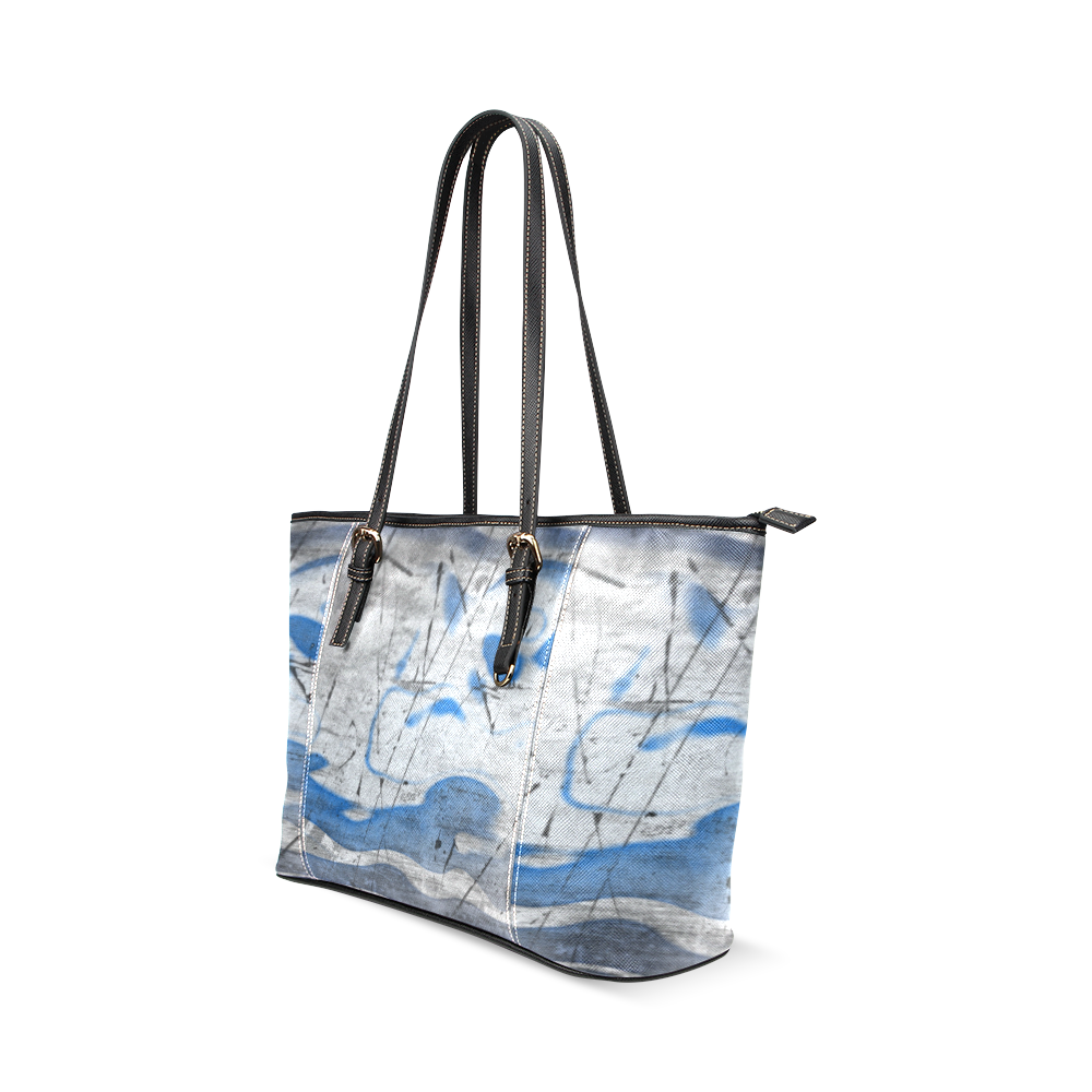 BLUE ART Leather Tote Bag/Small (Model 1640)