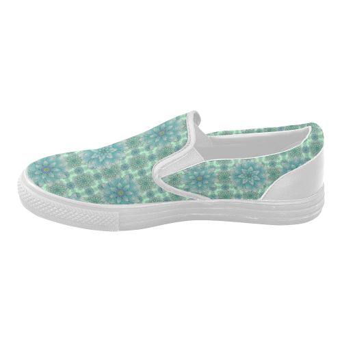 Turquoise Happiness Women's Slip-on Canvas Shoes (Model 019)