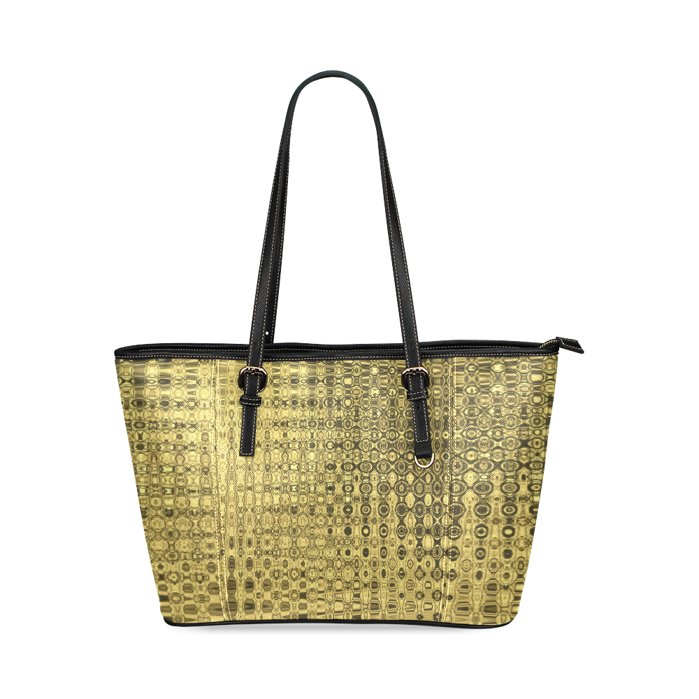 GOLD LUXURY TEXTURE Leather Tote Bag/Small (Model 1640)
