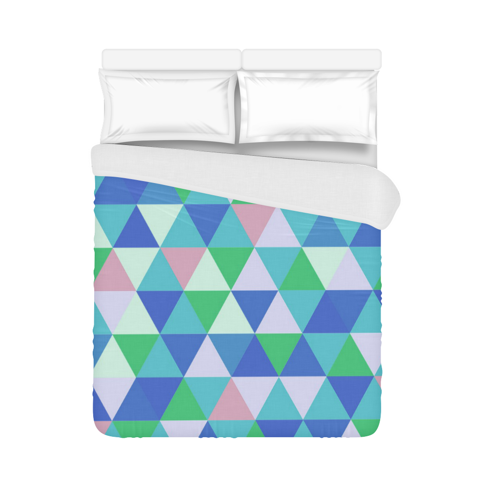 Green Blue Pink Abstract Triangles Duvet Cover 86"x70" ( All-over-print)
