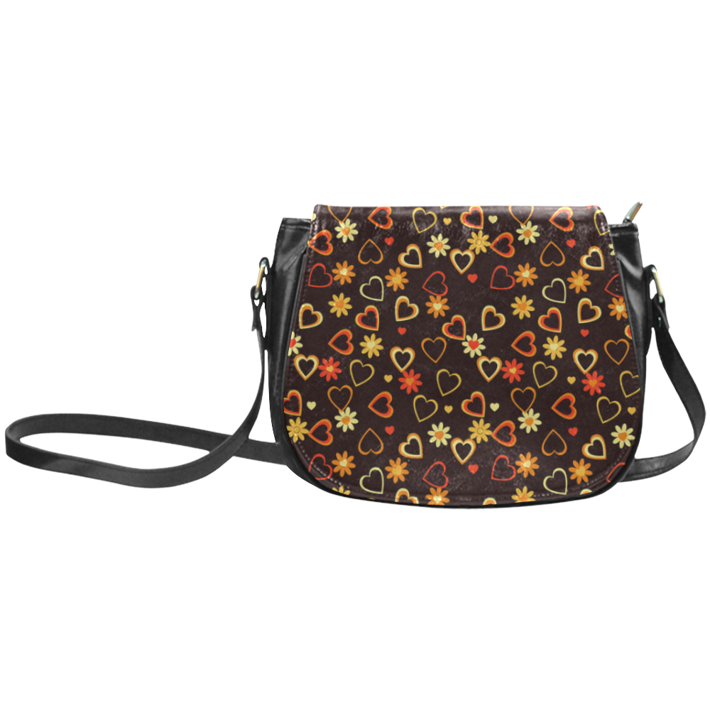 Hearts And Flowers Classic Saddle Bag/Large (Model 1648)