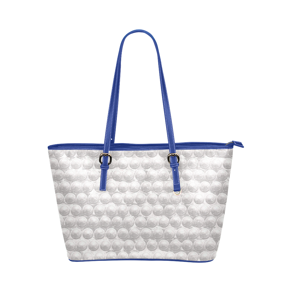 funny sparkling bubble wrap, white Leather Tote Bag/Large (Model 1651)