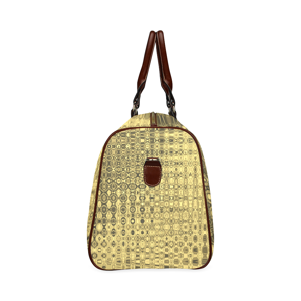 GOLD LUXURY TEXTURE Waterproof Travel Bag/Large (Model 1639)