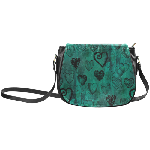 Turquoise Hearts Classic Saddle Bag/Large (Model 1648)