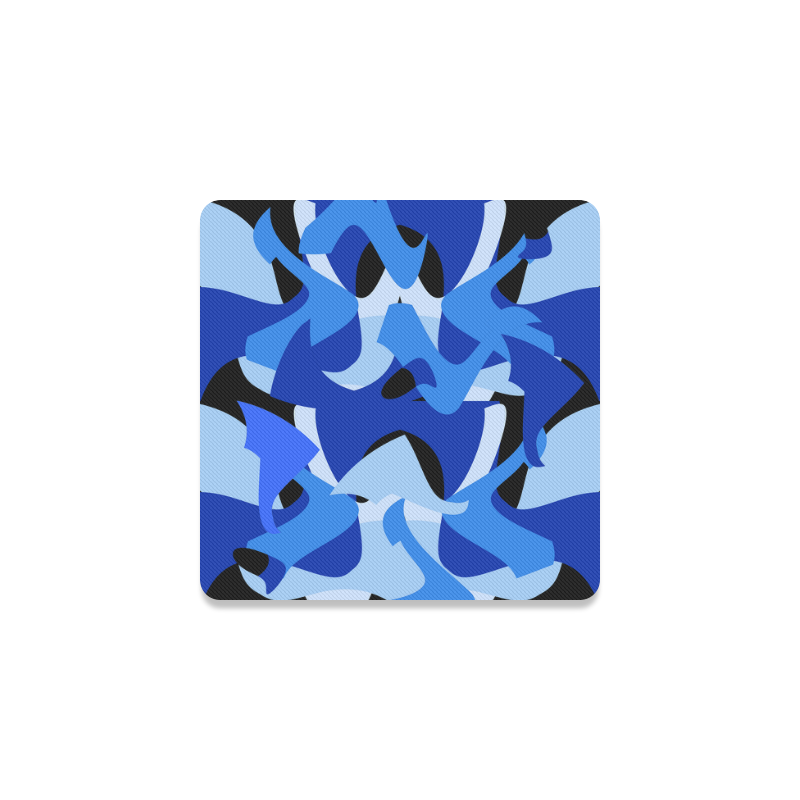 A201 Abstract Shades of Blue and Black Square Coaster
