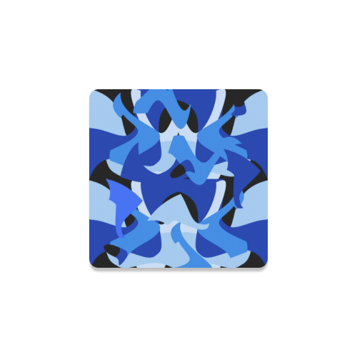 A201 Abstract Shades of Blue and Black Square Coaster
