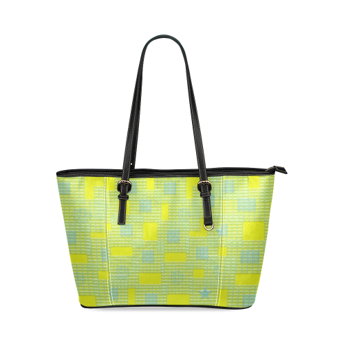 PLASTIC YELLOW BLUE Leather Tote Bag/Small (Model 1640)