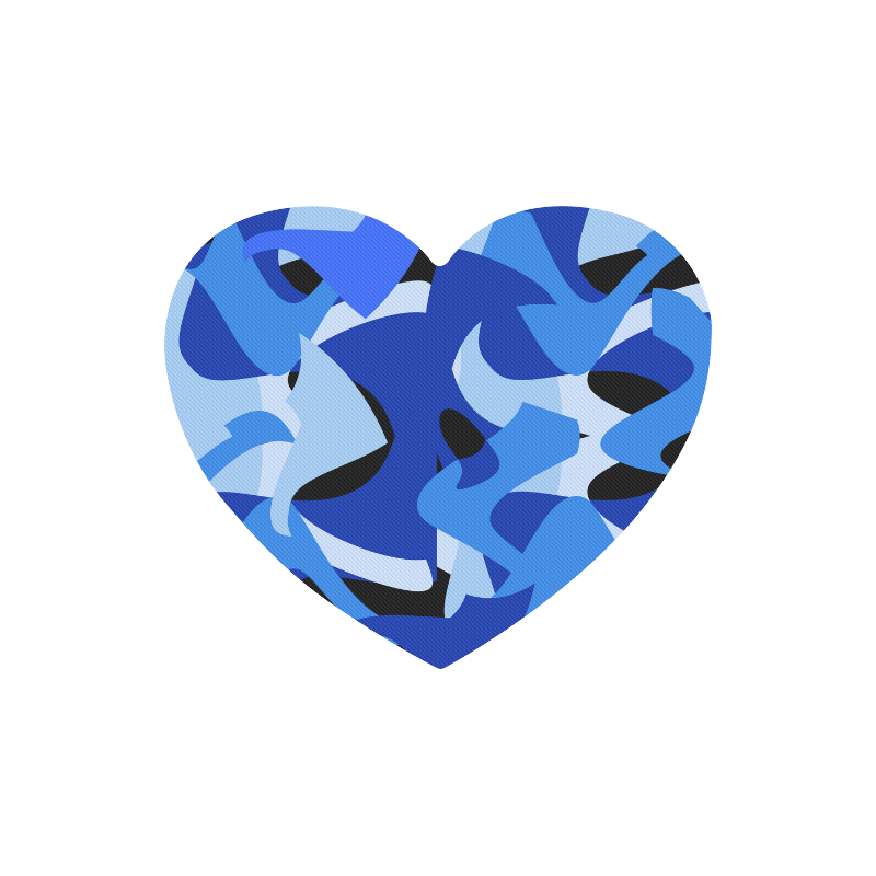 A201 Abstract Shades of Blue and Black Heart-shaped Mousepad