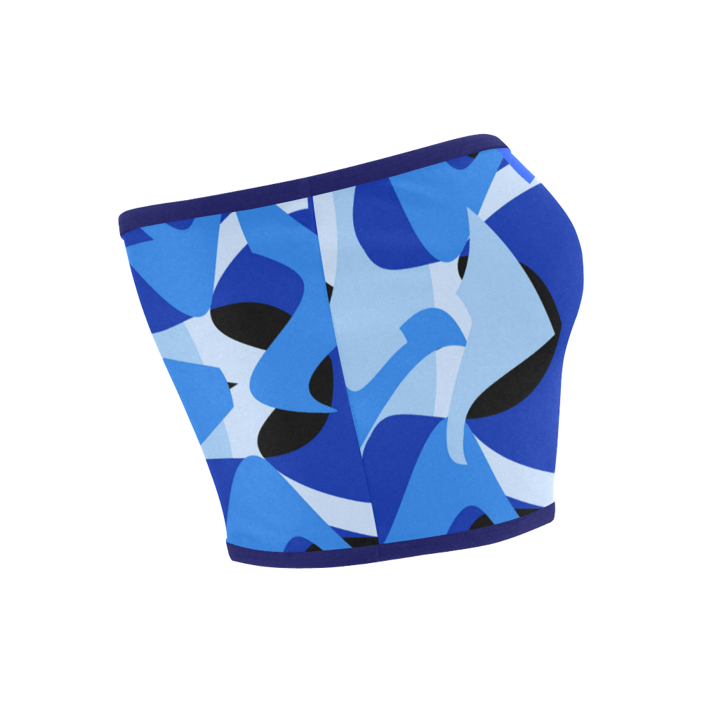 A201 Abstract Shades of Blue and Black Bandeau Top