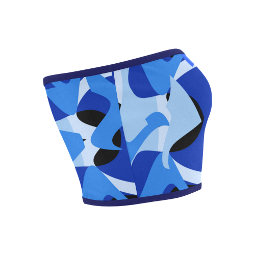A201 Abstract Shades of Blue and Black Bandeau Top
