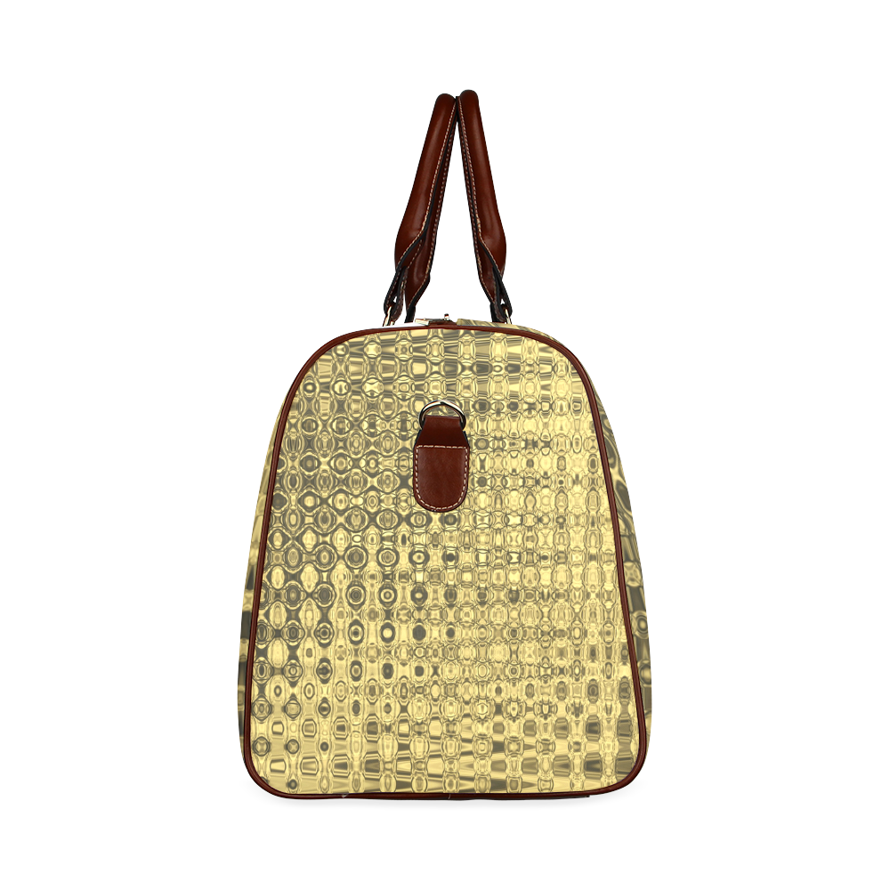 GOLD LUXURY TEXTURE Waterproof Travel Bag/Large (Model 1639)