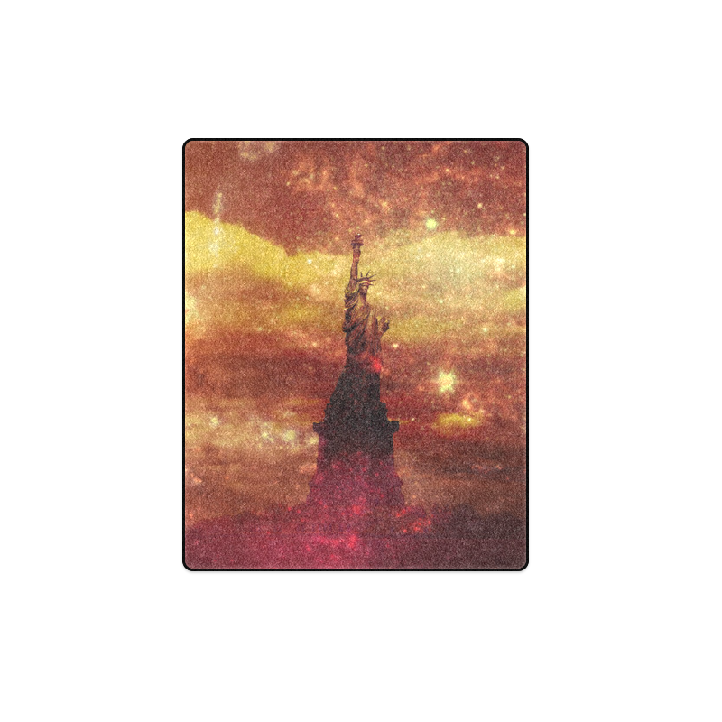 Lady Liberty Yellow Red Stars Blanket 40"x50"