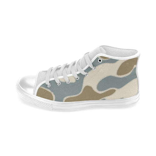 white  brown blue Camouflage Men’s Classic High Top Canvas Shoes (Model 017)
