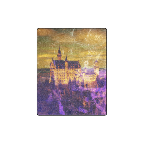 Yellow Purple Neuschwanstein Castle Blanket 40"x50"