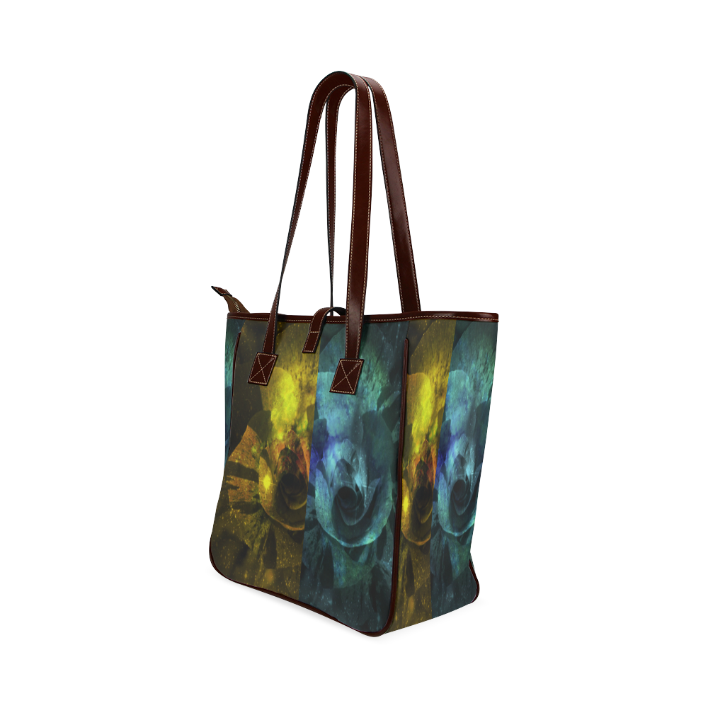 Yellow and Blue Sparkling Rose Classic Tote Bag (Model 1644)