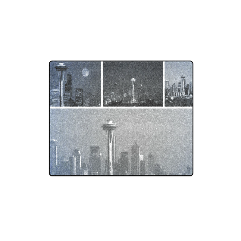 Grey Seattle Space Needle Collage Blanket 40"x50"