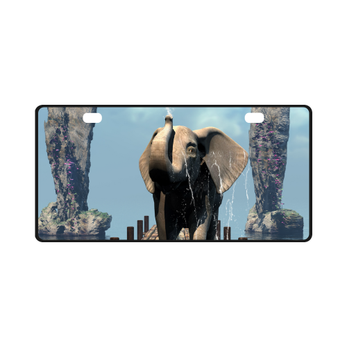Elephant on a jetty License Plate