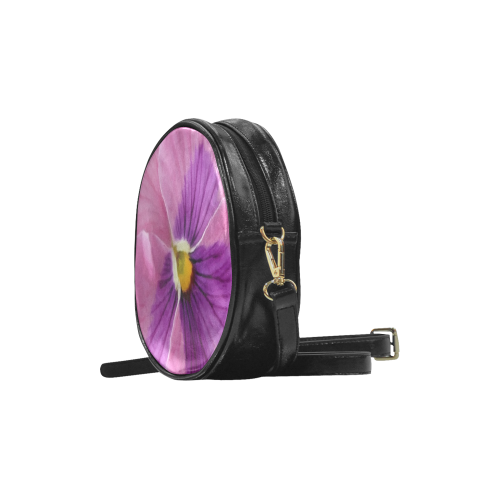 Pink and Purple Pansy Round Sling Bag (Model 1647)