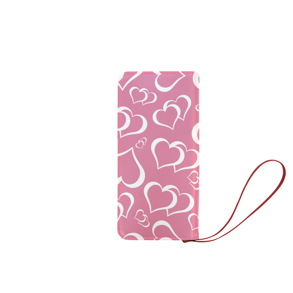 Hearts on Pink Women's Clutch Wallet (Model 1637)