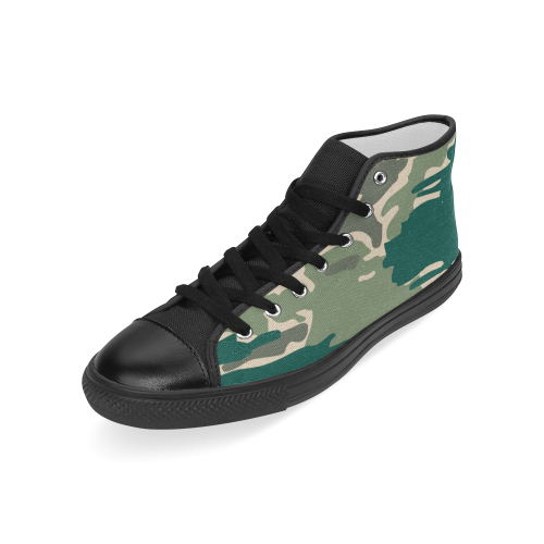 Woodland Camo Green 2 Men’s Classic High Top Canvas Shoes (Model 017)