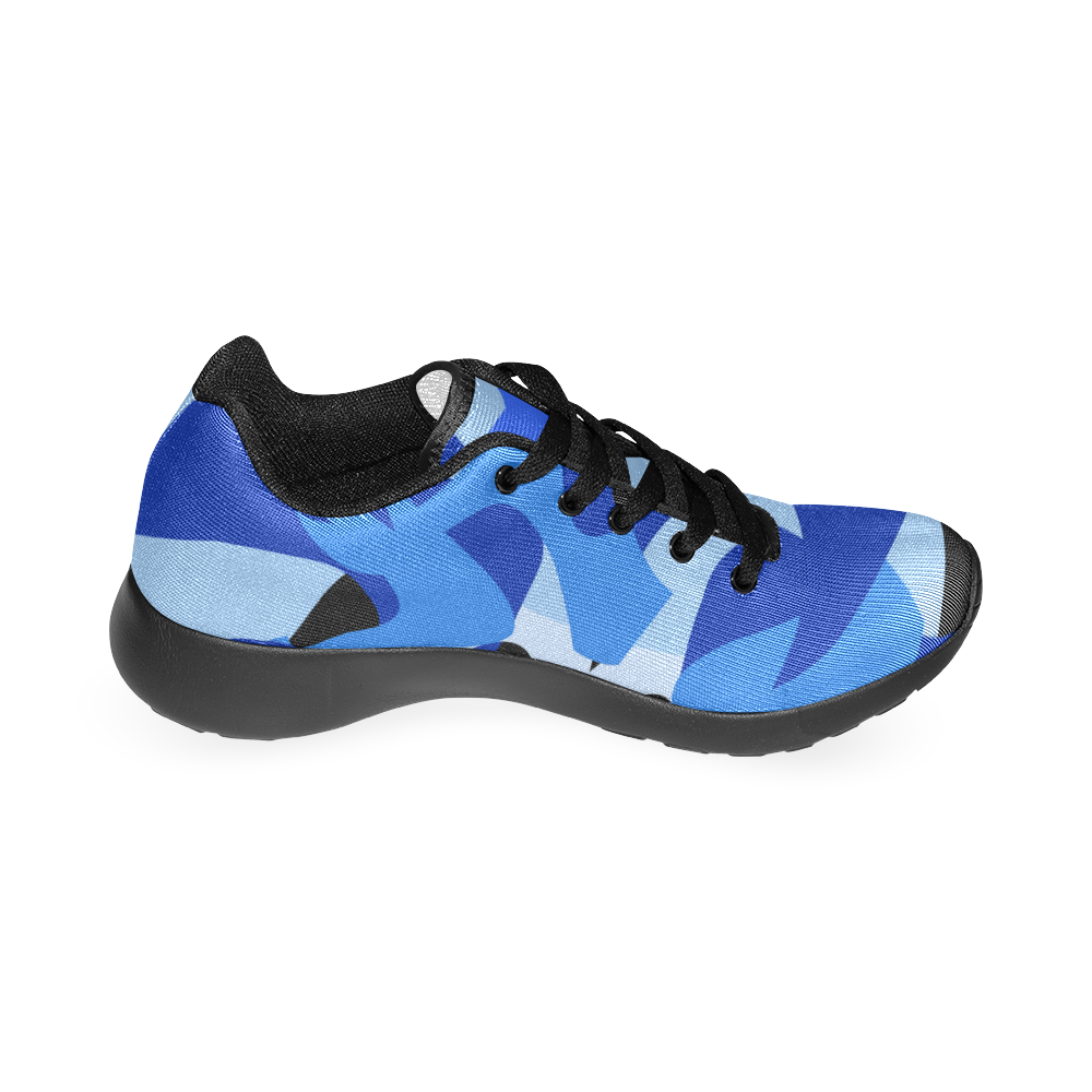 A201 Abstract Shades of Blue and Black Women’s Running Shoes (Model 020)