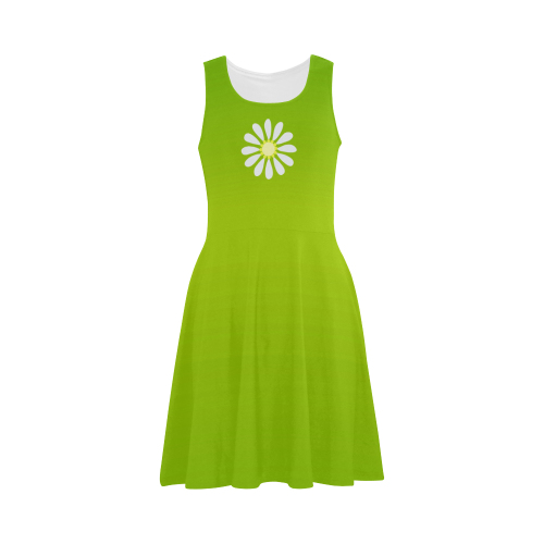 Green gradient with a daisy flower VAS2 Atalanta Sundress (Model D04)