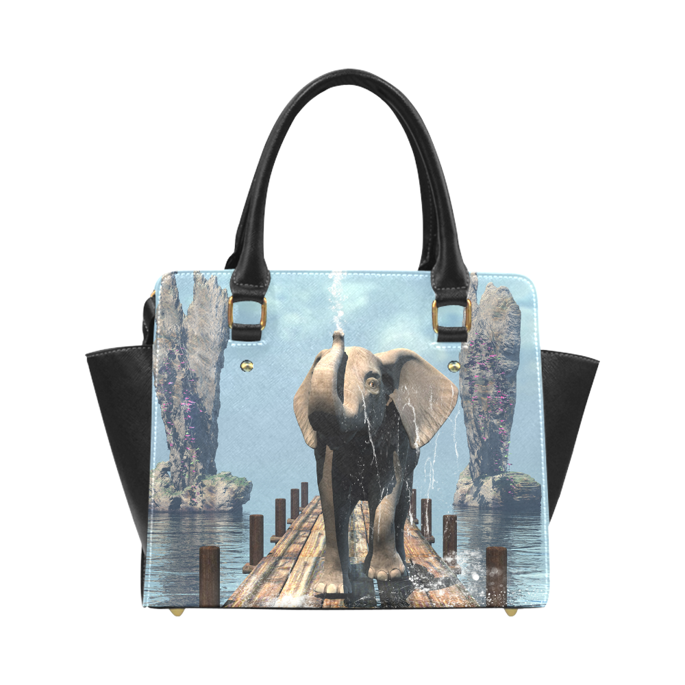 Elephant on a jetty Classic Shoulder Handbag (Model 1653)