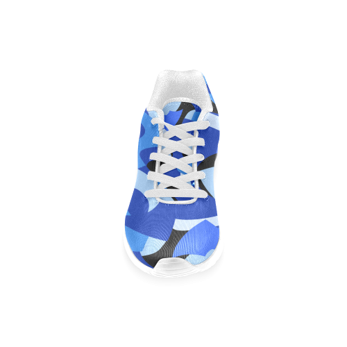A201 Abstract Shades of Blue and Black Men’s Running Shoes (Model 020)