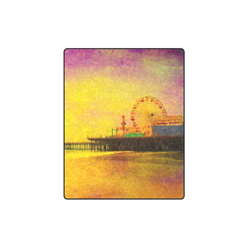 Yellow Purple Santa Monica Pier Blanket 40"x50"