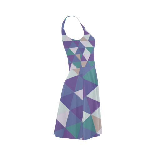 Purple Green Beige Abstract Triangles Atalanta Sundress (Model D04)