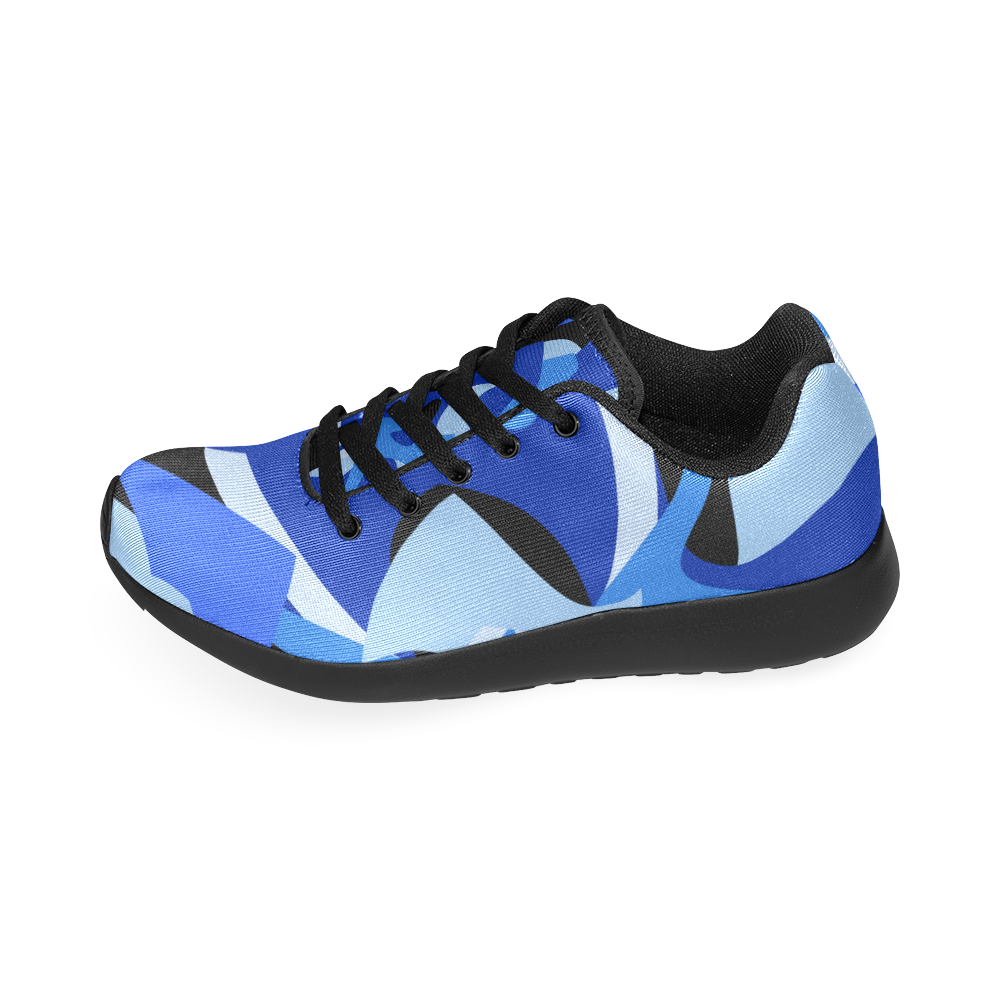 A201 Abstract Shades of Blue and Black Women’s Running Shoes (Model 020)
