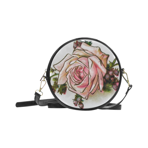 Vintage Rose Floral Round Sling Bag (Model 1647)