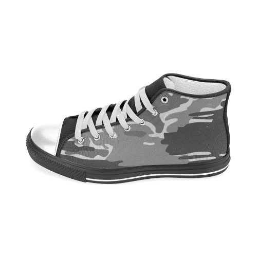 Woodland Camo black and white Men’s Classic High Top Canvas Shoes (Model 017)