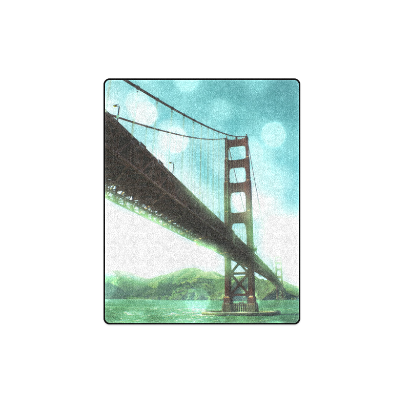 Green Bokeh Golden Gate Bridge Blanket 40"x50"