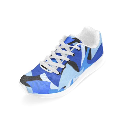 A201 Abstract Shades of Blue and Black Men’s Running Shoes (Model 020)
