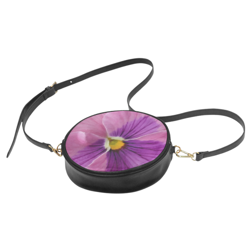 Pink and Purple Pansy Round Sling Bag (Model 1647)