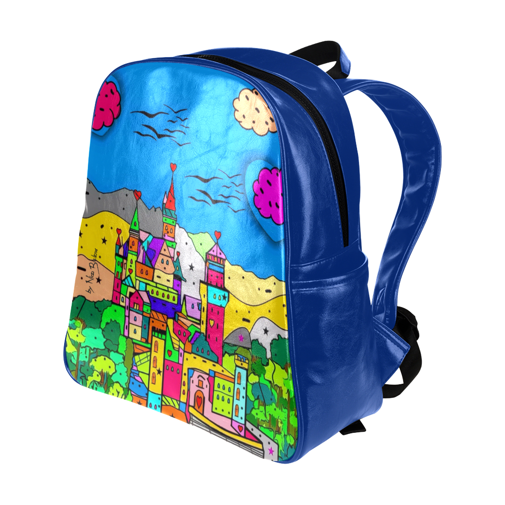 Neuschwanstein Castle by Nico Bielow Multi-Pockets Backpack (Model 1636)