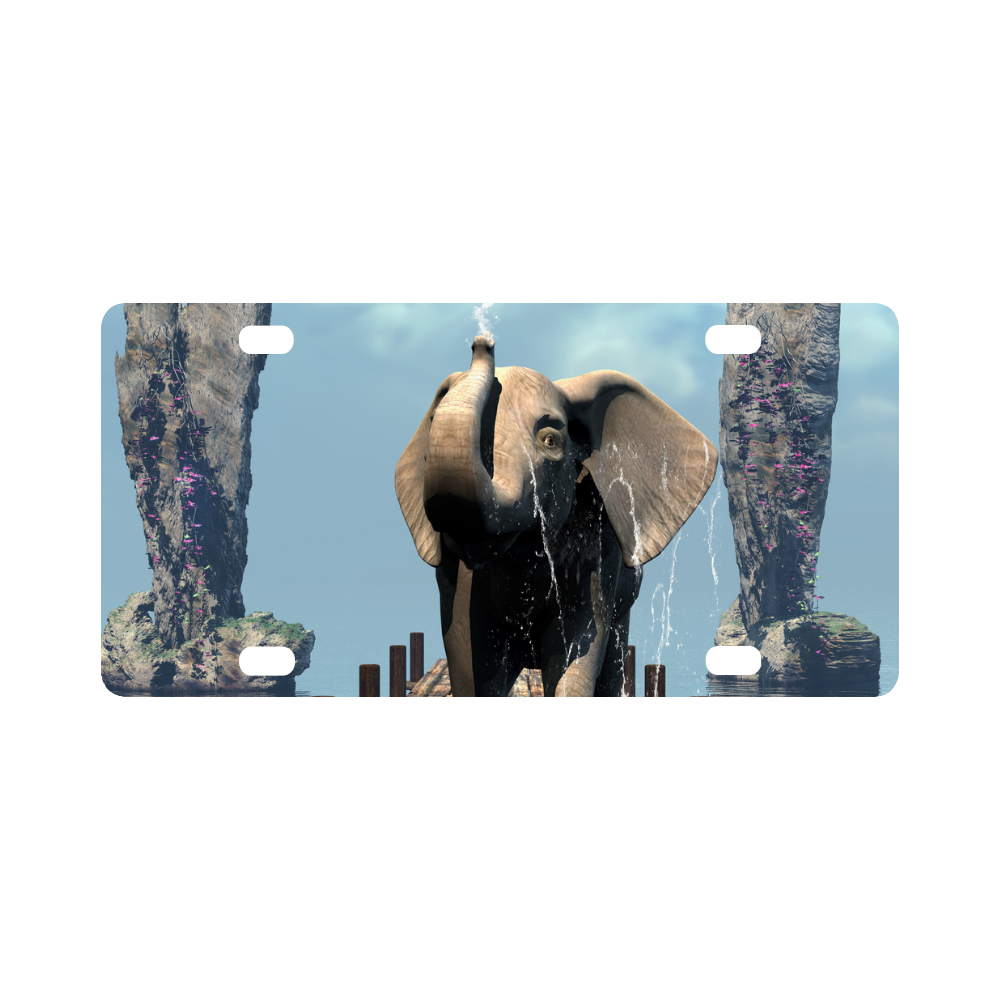 Elephant on a jetty Classic License Plate
