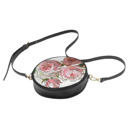 Vintage Pink Rose Floral Round Sling Bag (Model 1647)