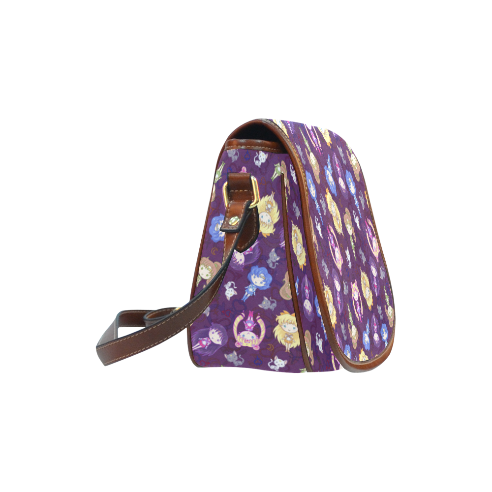 Cutie Moons Pattern (Dark) Saddle Bag/Small (Model 1649) Full Customization