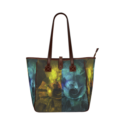 Yellow and Blue Sparkling Rose Classic Tote Bag (Model 1644)