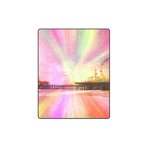Pink Explosion Santa Monica Pier Blanket 40"x50"